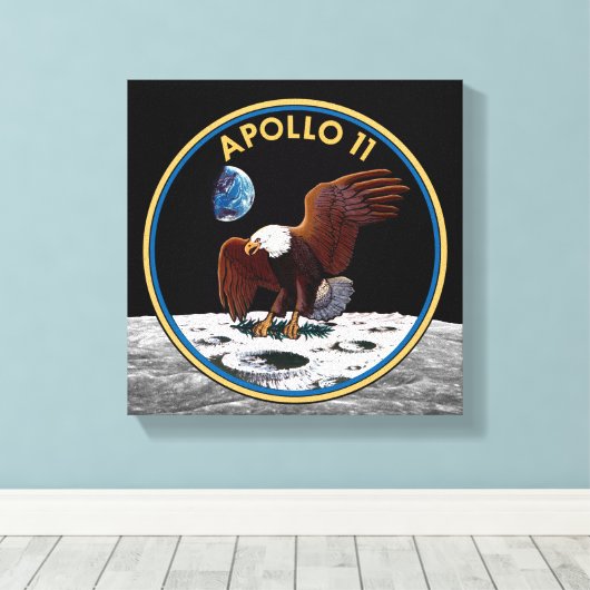 NASA Apollo 11 Moon Landing Lunar Patch Insignia Canvas Afdruk (Insitu (Houten vloer))