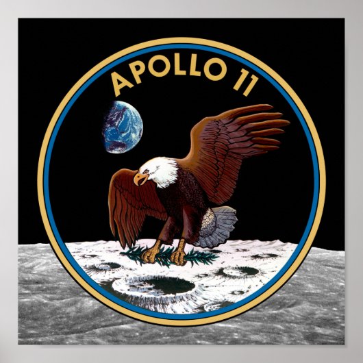 NASA Apollo 11 Moon Landing Lunar Patch Insignia Poster (Voorkant)