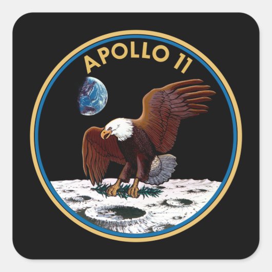 NASA Apollo 11 Moon Landing Lunar Patch Insignia Vierkante Sticker (Voorkant)