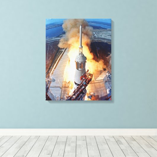 NASA Apollo 11 Moon Landing Rocket Launch Canvas Afdruk (Insitu (Houten vloer))
