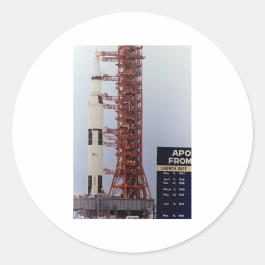 NASA Apollo 15 Saturn V uitrol Ronde Sticker (Voorkant)