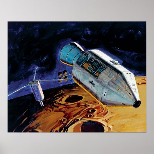 NASA Apollo 15 Subsatelliet Lunar Orbit Artwork Poster (Voorkant)