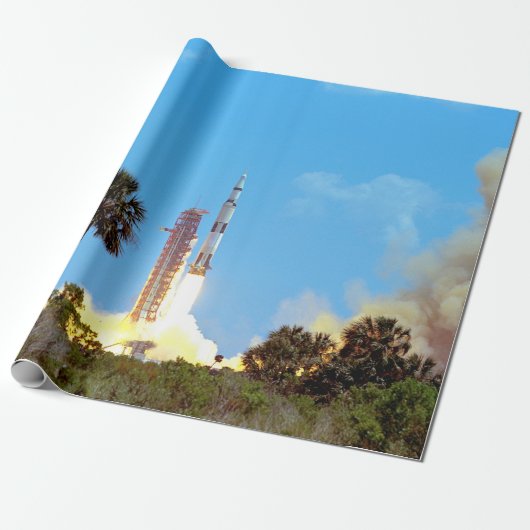 NASA Apollo 16 Saturn V-raketlancering Cadeaupapier (Uitgerold)