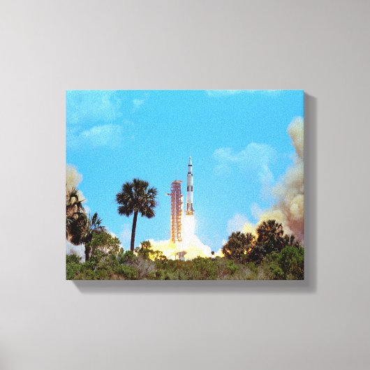 NASA Apollo 16 Saturn V-raketlancering Canvas Afdruk (Voorkant)