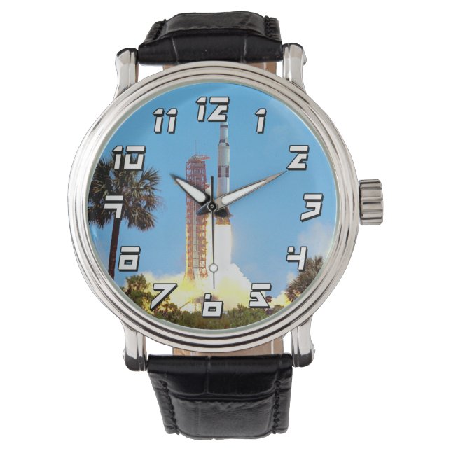 NASA Apollo 16 Saturn V-raketlancering Horloge (Voorkant)