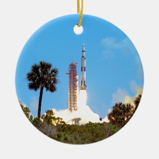 NASA Apollo 16 Saturn V-raketlancering Keramisch Ornament (Voorkant)
