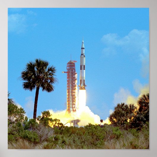 NASA Apollo 16 Saturn V-raketlancering Poster (Voorkant)