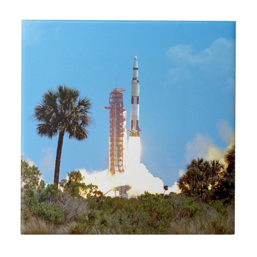 NASA Apollo 16 Saturn V-raketlancering Tegeltje (Voorkant)