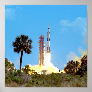 NASA Apollo 16 Saturn V Rocket Launch Poster