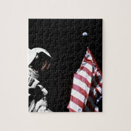 NASA Apollo 17 Astronaut Flag Earth Moon Foto Legpuzzel