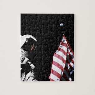 NASA Apollo 17 Astronaut Flag Earth Moon Foto Legpuzzel