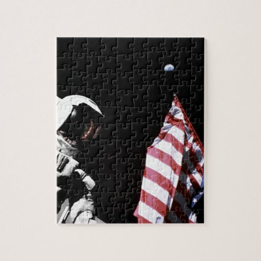 NASA Apollo 17 Astronaut Flag Earth Moon Foto Legpuzzel (Verticaal)