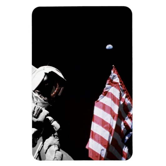 NASA Apollo 17 Astronaut Flag Earth Moon Foto Magneet (Verticaal)