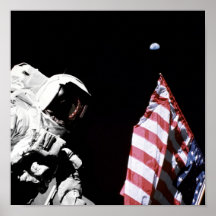 NASA Apollo 17 Astronaut Vlag Aarde Maan Foto