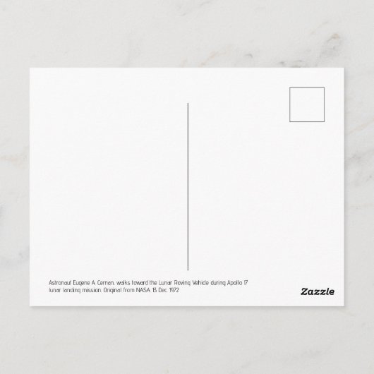 NASA Apollo 17 lunar landing mission, 1972 Briefkaart (Achterkant)