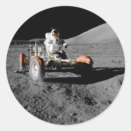 NASA Apollo 17 Lunar Roving Vehicle Ronde Sticker (Voorkant)