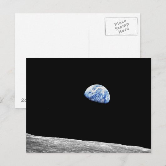 NASA Apollo 8 Earthrise Moon Lunar Orbit Foto Briefkaart (Voorkant / Achterkant)
