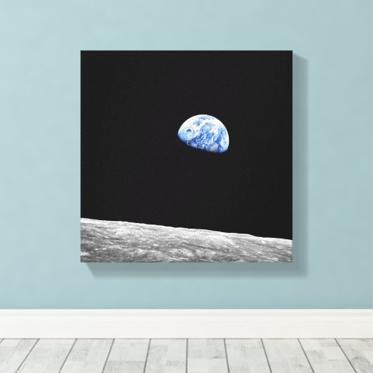 NASA Apollo 8 Earthrise Moon Lunar Orbit Foto Canvas Afdruk (Insitu (Houten vloer))