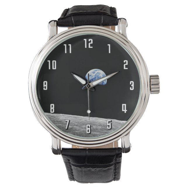 NASA Apollo 8 Earthrise Moon Lunar Orbit Foto Horloge (Voorkant)