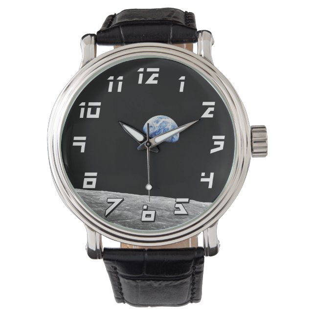 NASA Apollo 8 Earthrise Moon Lunar Orbit Foto Horloge (Voorkant)