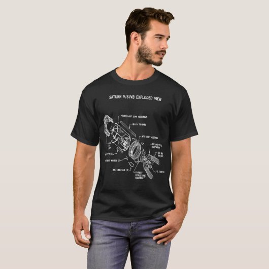 NASA Apollo Saturn V Explode Uitzicht Schematisch T-shirt (Voorkant volledig)