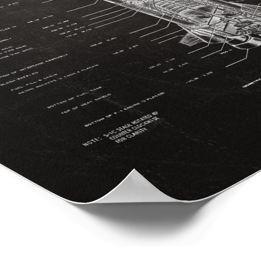 NASA Apollo Saturn V Rocket Blueprint (black) Poster (Hoek)