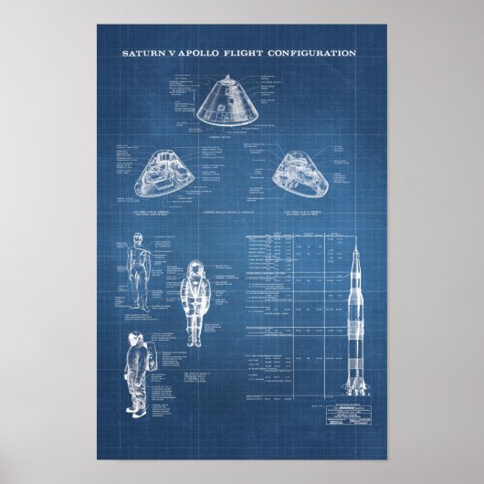NASA Apollo Saturn V Spacecraft Command Module Poster (Voorkant)