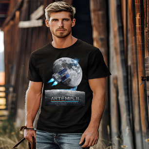 NASA Artemis II Maanmissie Galaxy Raket Uitrusting T-shirt