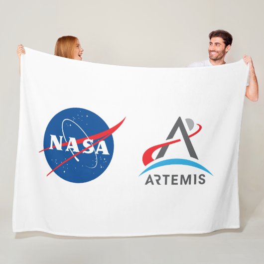 NASA Artemis Logo Rocket White Fleece Deken (In situ)
