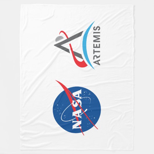 NASA Artemis Logo Rocket White Fleece Deken (Voorkant)