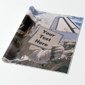 NASA Astronaut Holding Sign. - Aangepaste tekst to Cadeaupapier (Uitgerold)