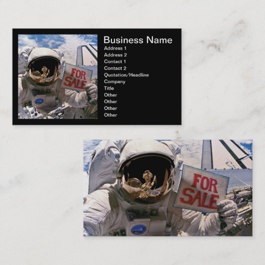 NASA Astronaut Holding Sign. - Aangepaste tekst to Visitekaartje (Voorkant / Achterkant)