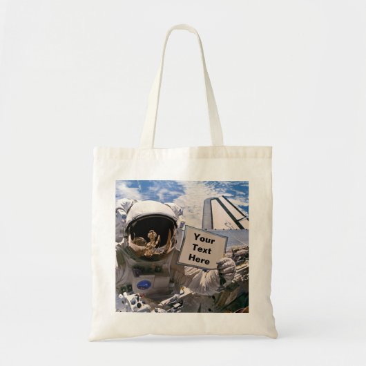 NASA Astronaut met bord - Voeg aangepaste tekst to Tote Bag (Voorkant)