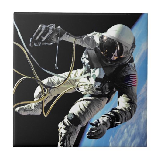 NASA First American Astronaut Spacewalk Photo Tegeltje (Voorkant)