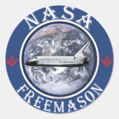 NASA Freemason Ronde Sticker (Voorkant)