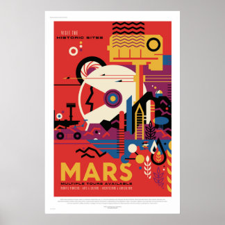 NASA Future Travel Poster bezoekt Mars Space