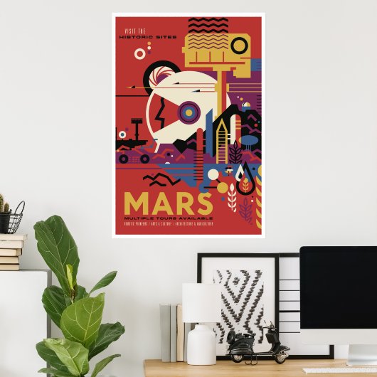 NASA Future Travel Poster bezoekt Mars Space (Thuiskantoor)