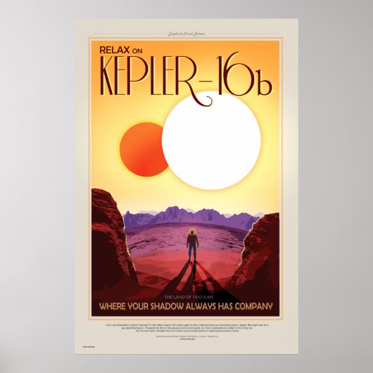 NASA Future Travel Poster - Relax op Kepler 16b (Voorkant)