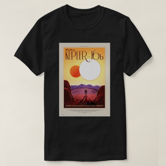 NASA Future Travel Poster - Relax op Kepler 16b T-shirt (Design voorkant)