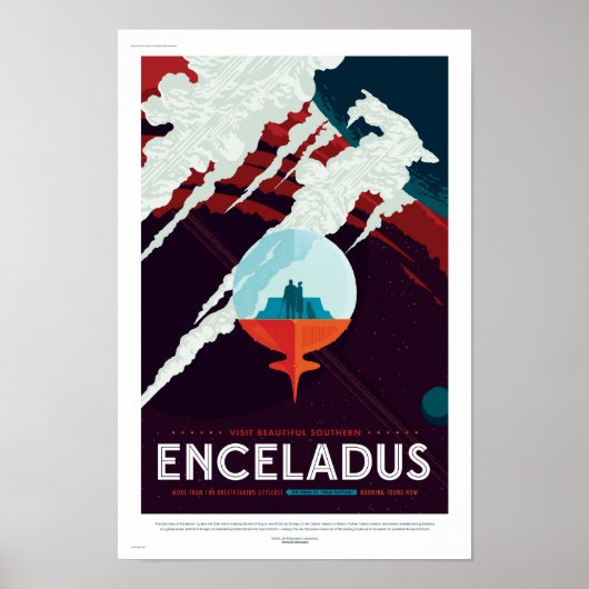 NASA Future Travel Poster - Saturn Moon Enceladus (Voorkant)