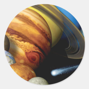 NASA JPL Solar System Planets Montage Space Photos Ronde Sticker