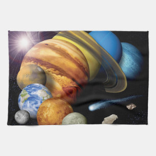 NASA JPL Zonnestelsel Planeten Montage Ruimtefoto' Theedoek