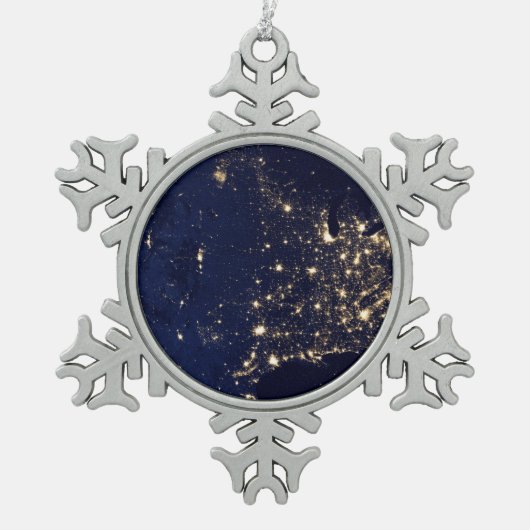 Nasa Lights uit Space USA Tin Sneeuwvlok Ornament (Voorkant)