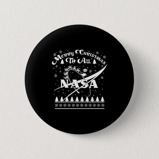 Nasa Merry Christmas To All Ugly Sweater Logo With Ronde Button 5,7 Cm (Voorkant)