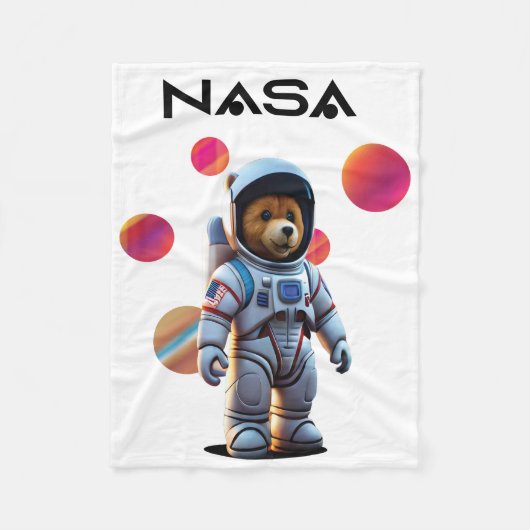 Nasa-ontwerp met Cute Beer Astronout Fleece Deken (Voorkant)