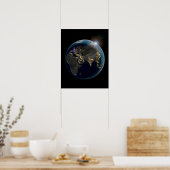 NASA Oostelijk Halfrond Goud en Paars Aarde Poster (Keuken)