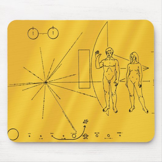 NASA Pioneer 10 Space Probe Gold Plaque Muismat (Voorkant)