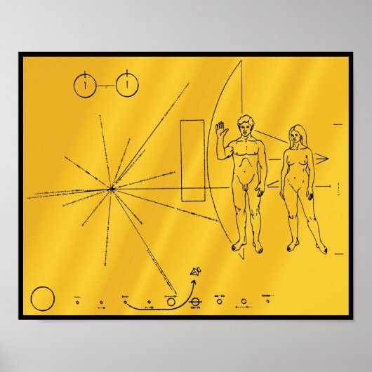NASA Pioneer 10 Space Probe Gold Plaque Poster (Voorkant)