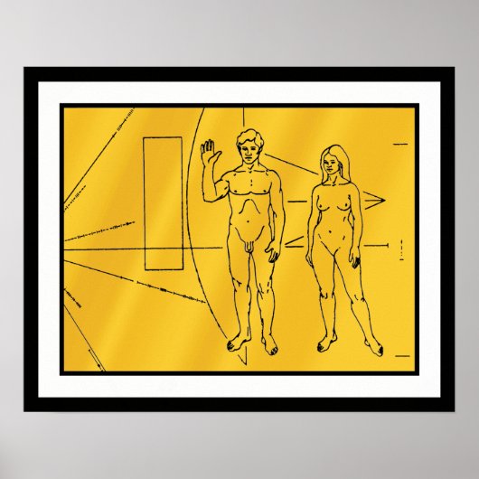 NASA Pioneer 10 Space Probe Gold Plaque Poster (Voorkant)