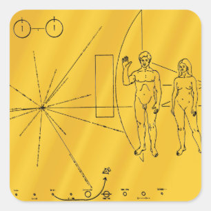 NASA Pioneer 10 Space Probe Gold Plaque Vierkante Sticker